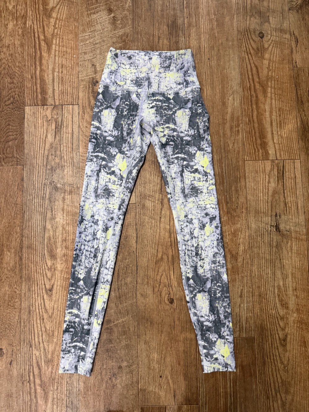 lululemon athletica Gray and Yellow Marble-Print Leggings